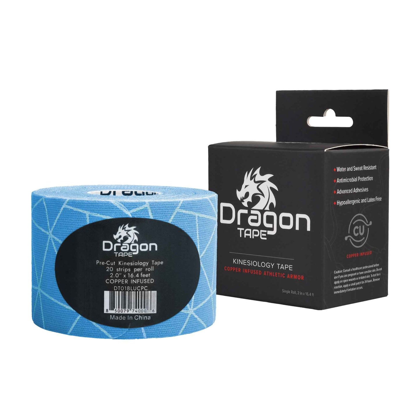 Dragon Tape Kinesiology Tape Copper Infused – 20 Precut Water-Resistant Strips