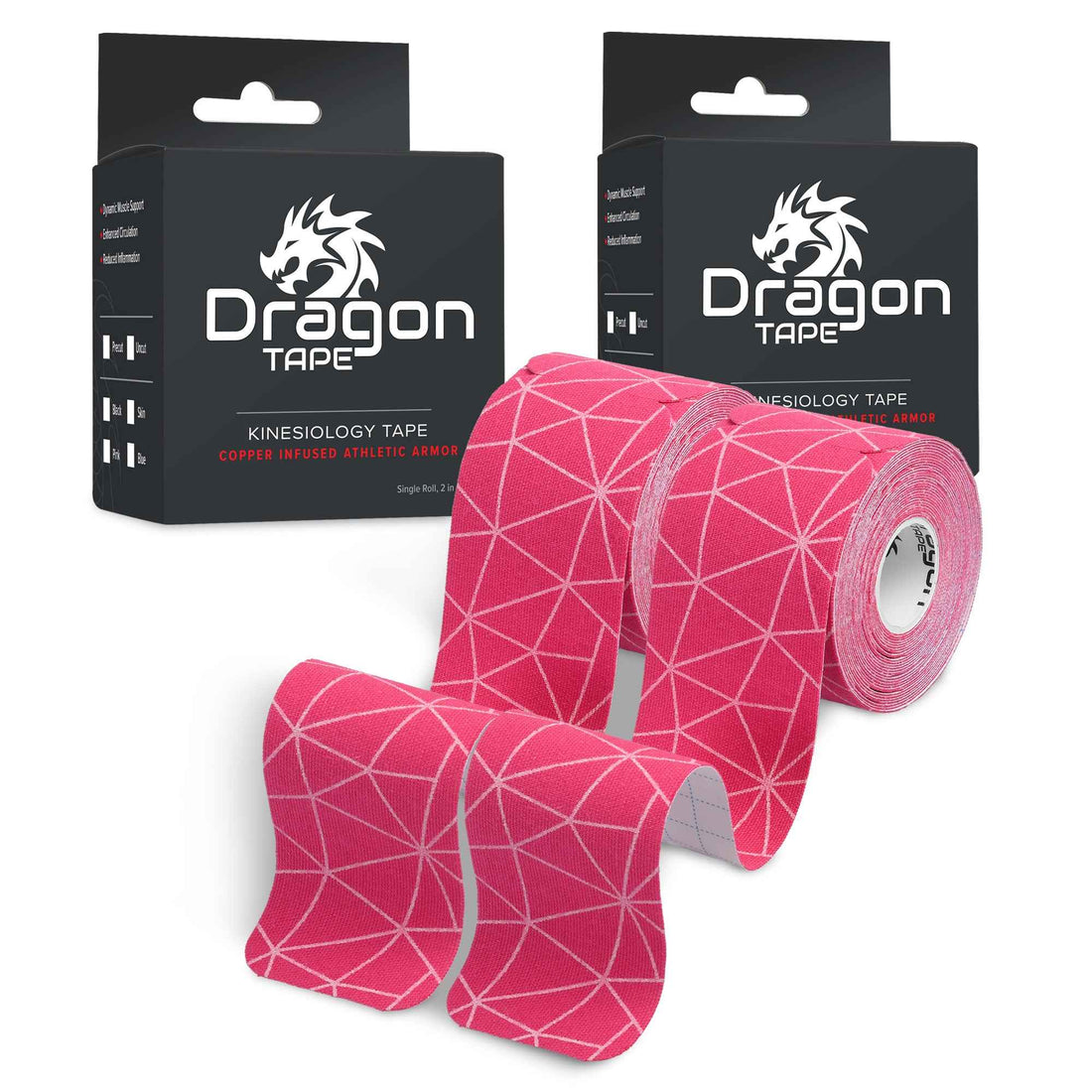 Dragon Tape Kinesiology Tape Copper Infused – 20 Precut Water-Resistant Strips - Skin - Double Roll