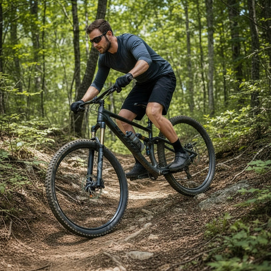 Image of mountain biker going down hill