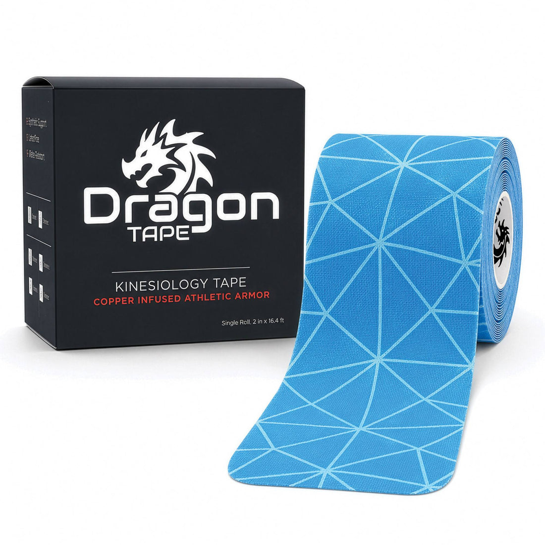 Dragon Tape Synthetic Kinesiology Tape - 20 Precut Strips (Black)