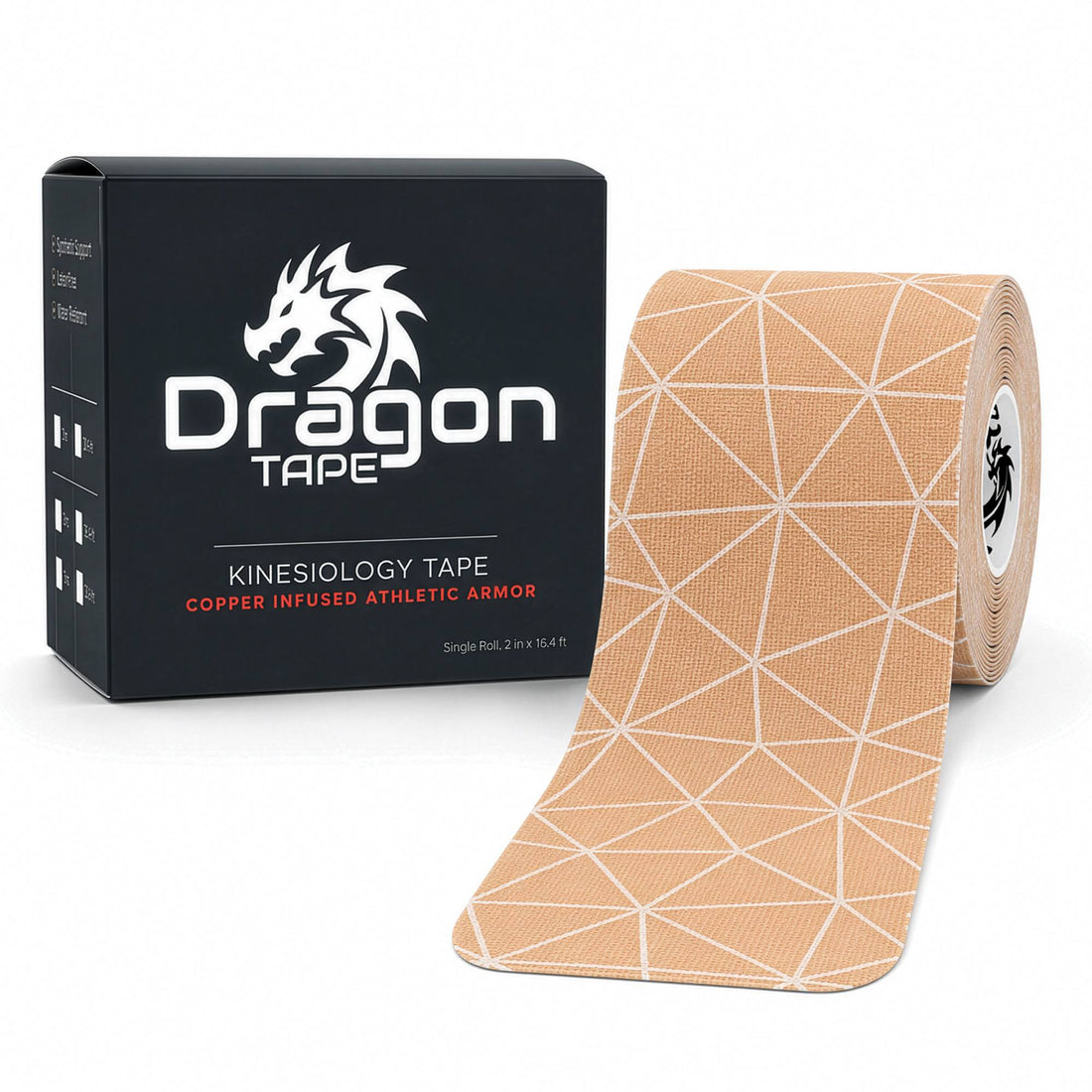 Copper Infused Kinesiology Tape – 40 Precut Strips - Black (Double Roll)