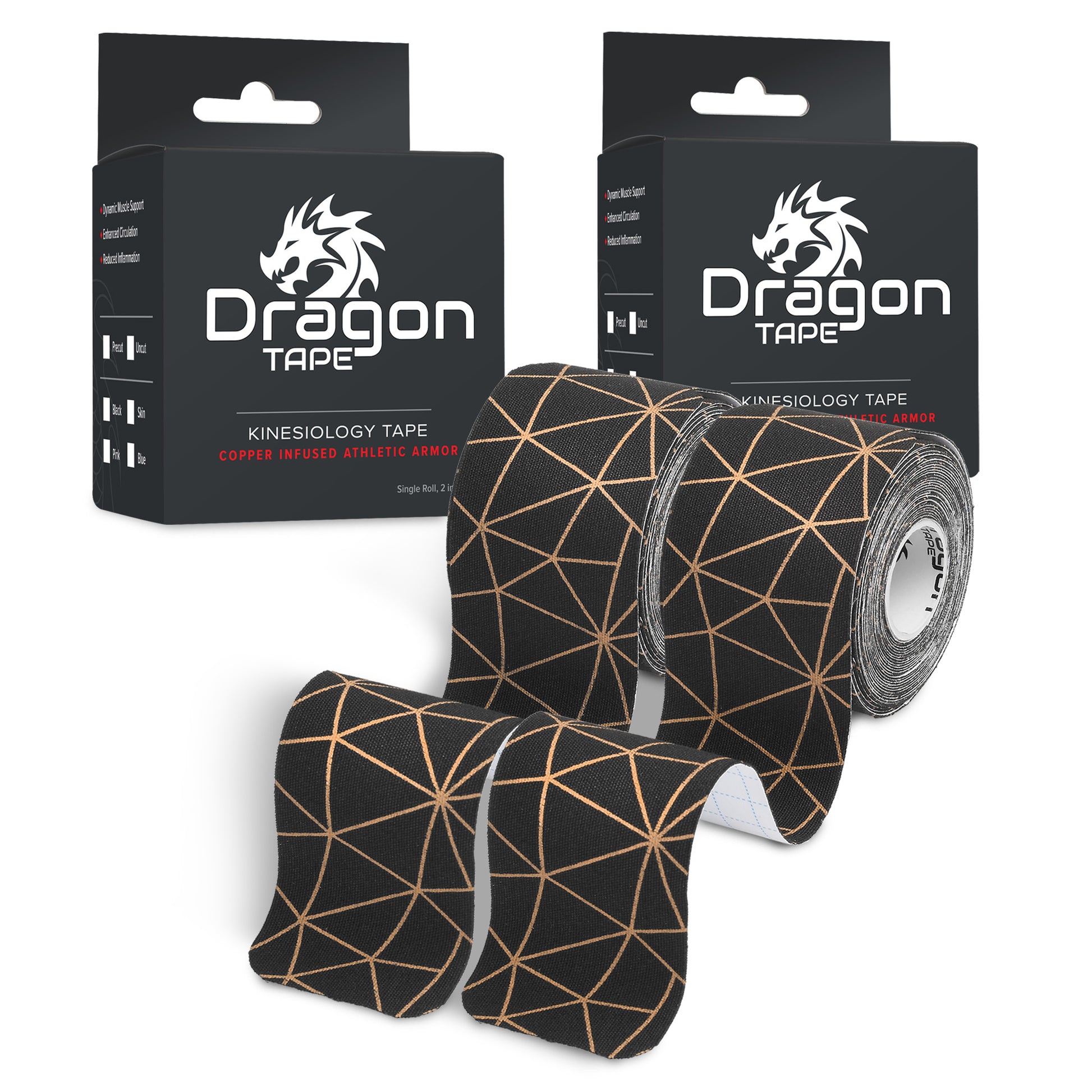 Dragon Tape Copper Kinesiology Tape – 20 Precut Water-Resistant Strips