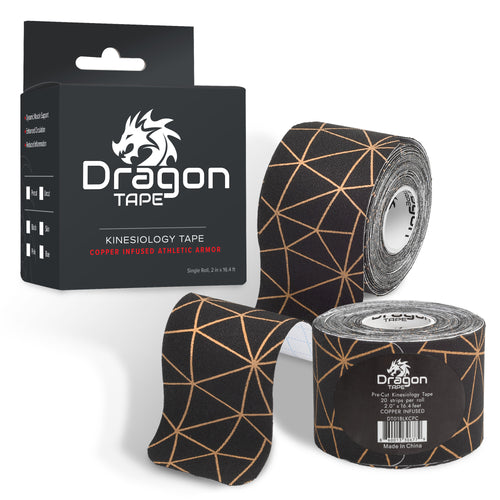 Dragon Tape Copper Kinesiology Tape – 20 Precut Water-Resistant Strips