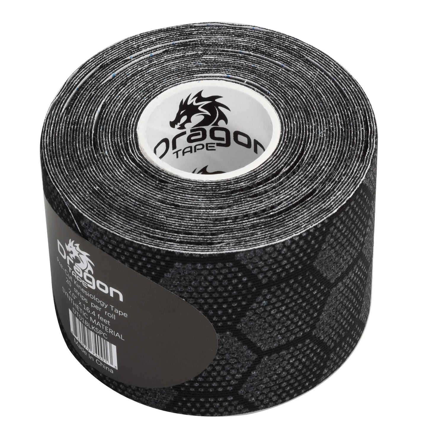 Dragon Tape Synthetic Kinesiology Tape - 20 Precut Waterproof Strips - Black