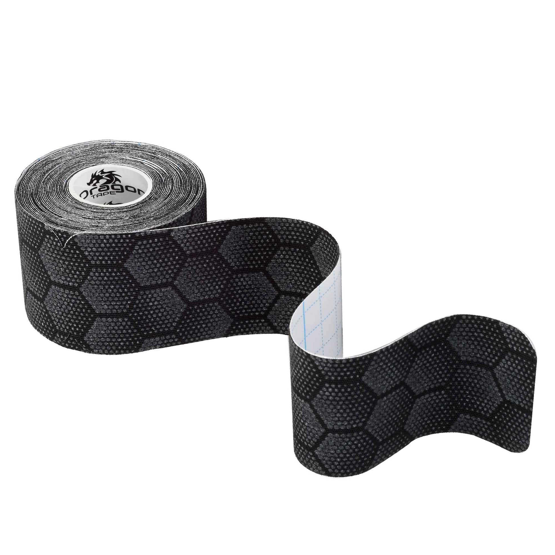 Dragon Tape Synthetic Kinesiology Tape - 20 Precut Waterproof Strips - Black