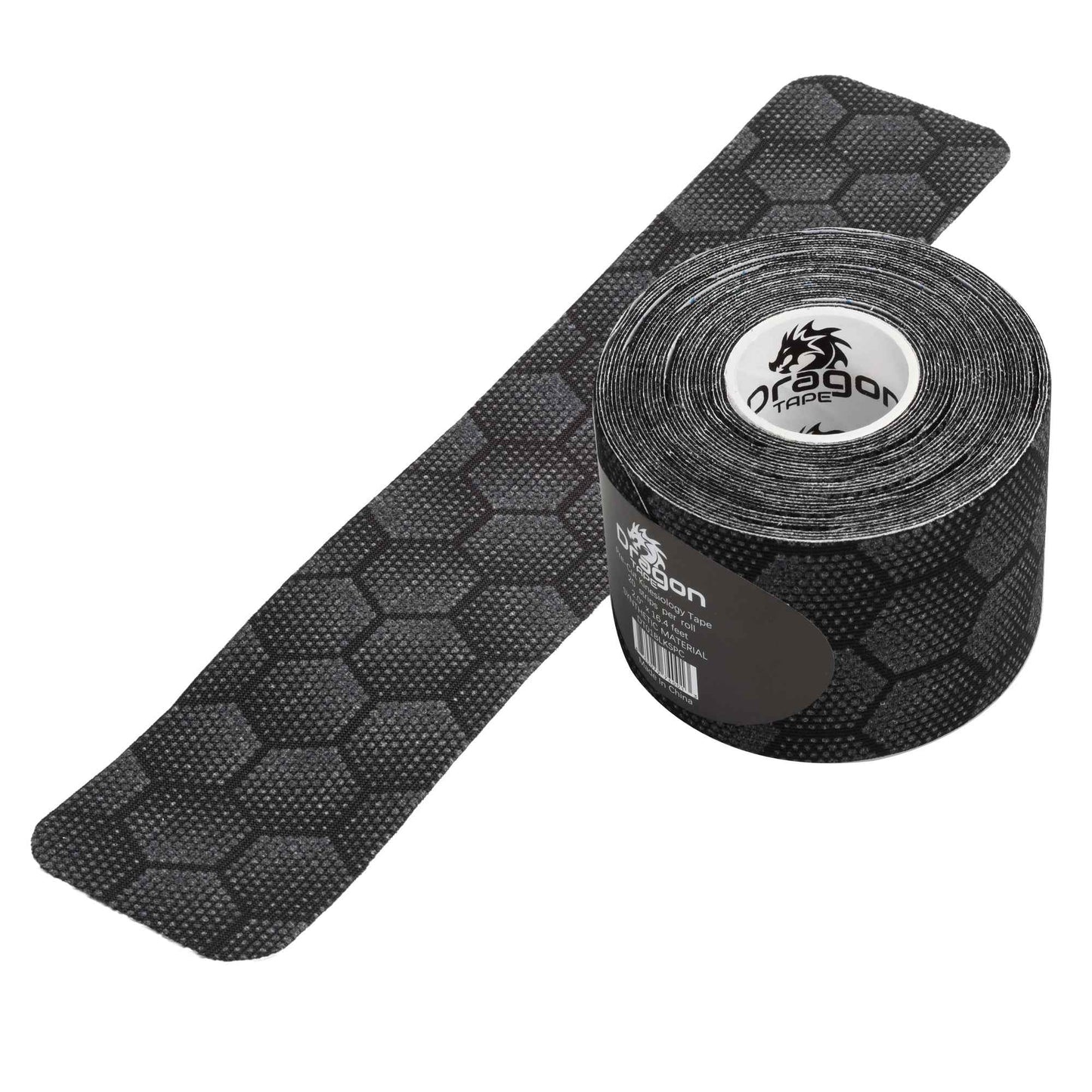 Dragon Tape Synthetic Kinesiology Tape - 20 Precut Waterproof Strips - Black