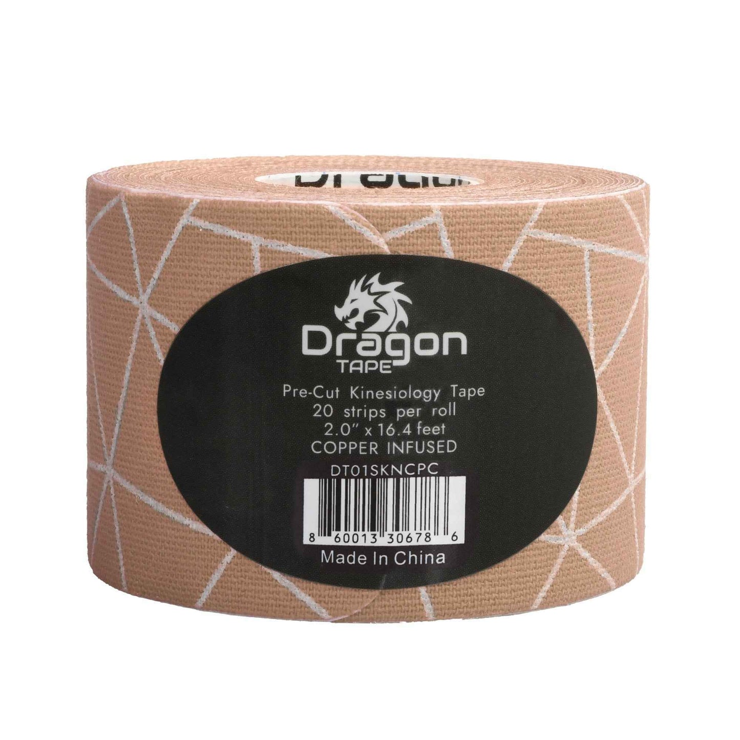 Dragon Tape Kinesiology Tape Copper Infused – 20 Precut Water-Resistant Strips - Skin - Double Roll