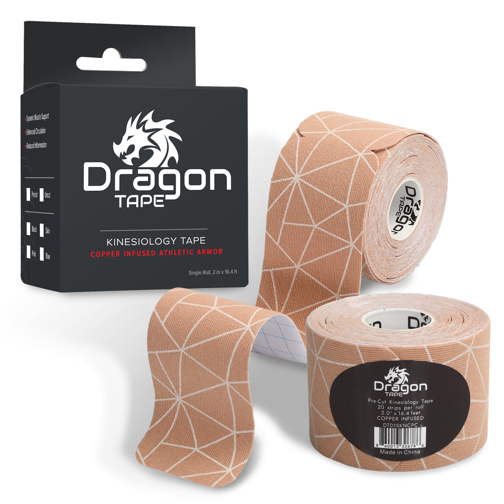 Dragon Tape Copper Kinesiology Tape – 20 Precut Water-Resistant Strips