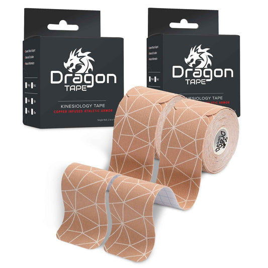 Dragon Tape Kinesiology Tape Copper Infused – 20 Precut Water-Resistant Strips - Skin - Double Roll