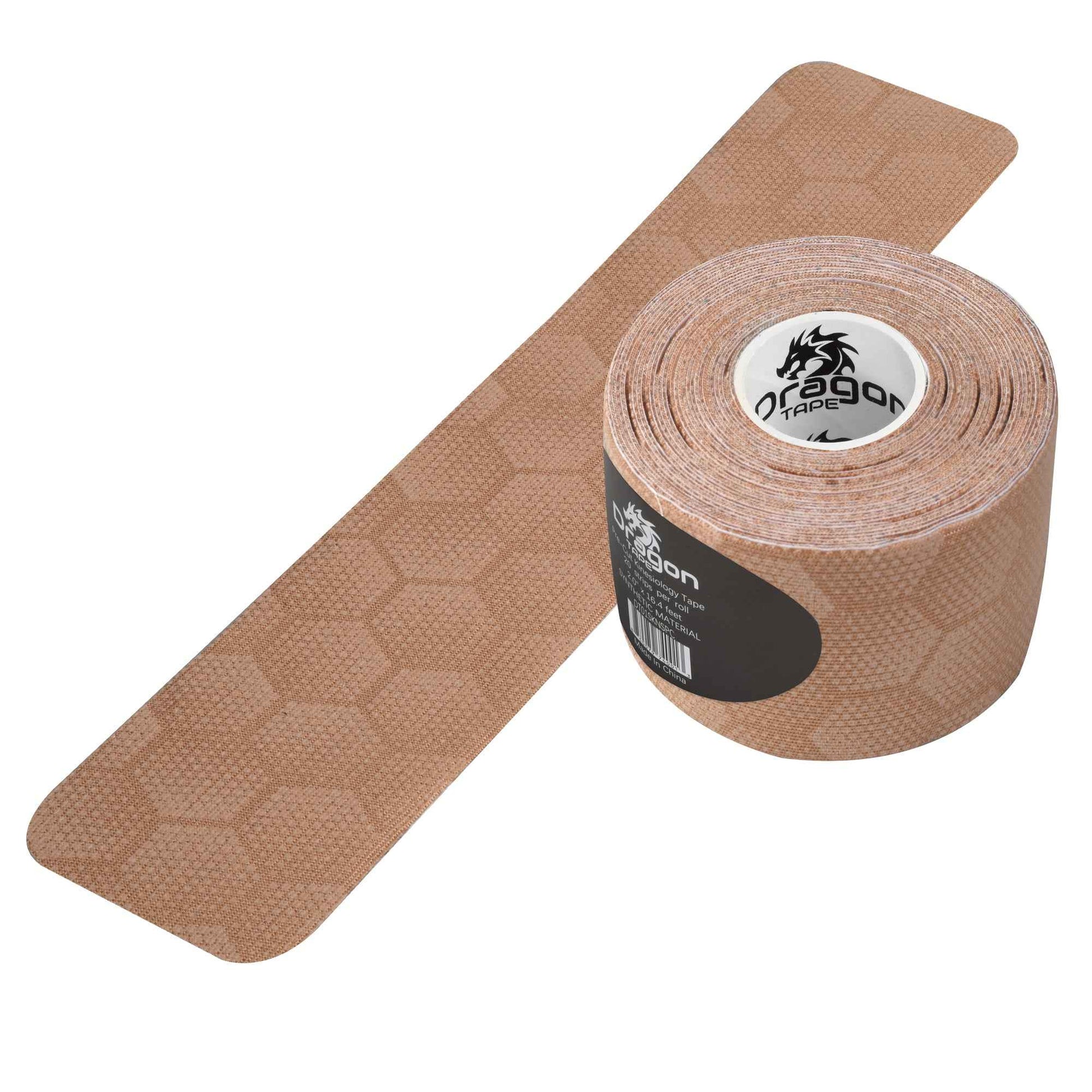 Dragon Tape Synthetic Kinesiology Tape - 20 Precut Waterproof Strips - Skin - Double Roll