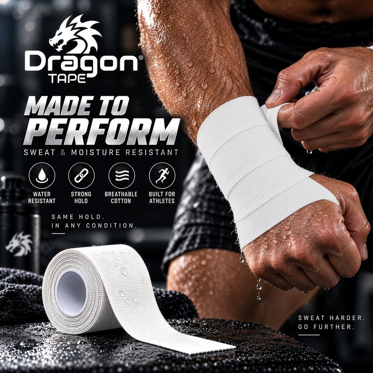 Dragon Tape Professional Athletic Tape - 2 Rolls (White)