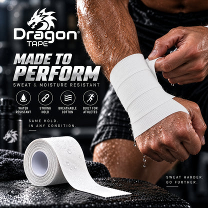 Dragon Tape Professional Athletic Tape - 2 Rolls (White)
