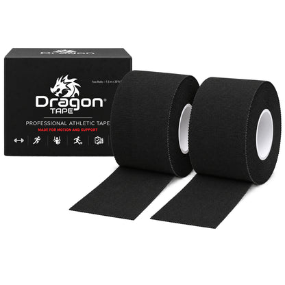 Dragon Tape Professional Athletic Tape - 2 Rolls (Black)