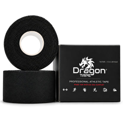 Dragon Tape Professional Athletic Tape - 2 Rolls (Black)