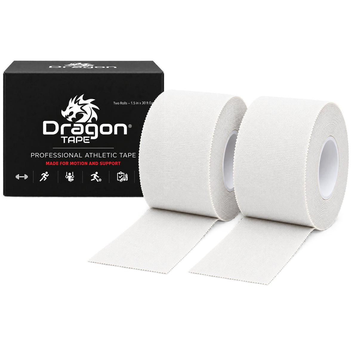 Dragon Tape Professional Athletic Tape - 2 Rolls (White)