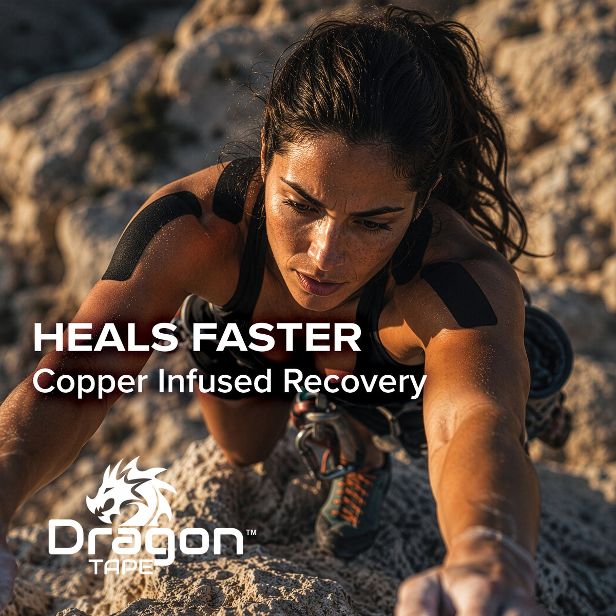 Dragon Tape Copper-Infused Kinesiology Tape – 16.4 Feet Uncut Roll (Black)