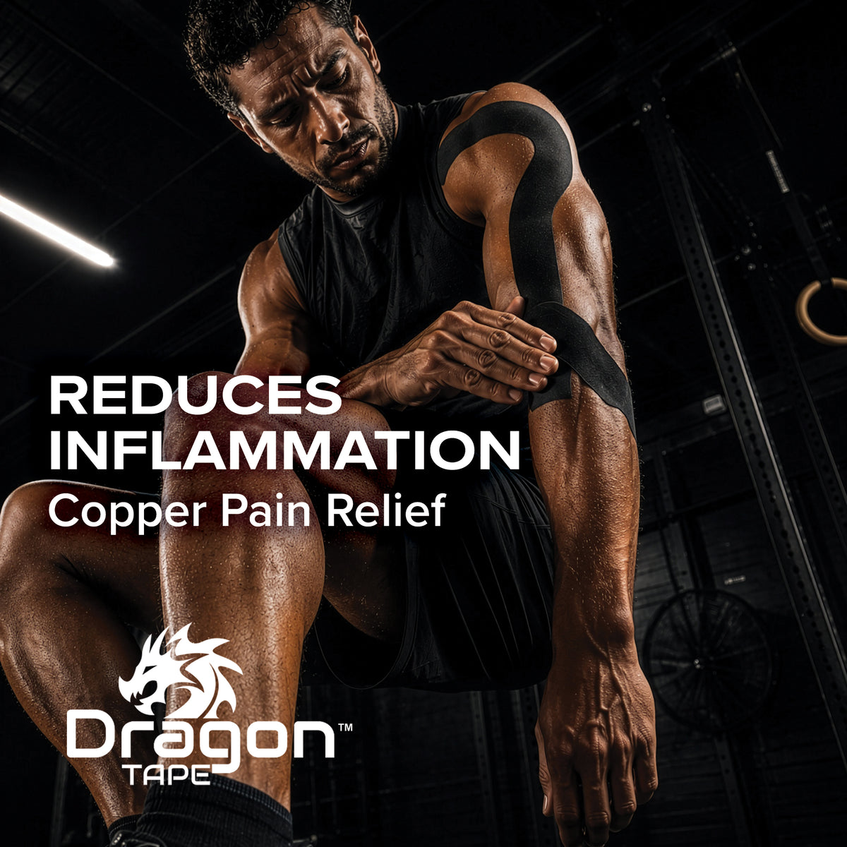 Dragon Tape Copper-Infused Kinesiology Tape – 16.4 Feet Uncut Roll (Black)