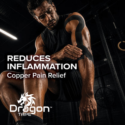 Dragon Tape Copper-Infused Kinesiology Tape – 16.4 Feet Uncut Roll (Black)