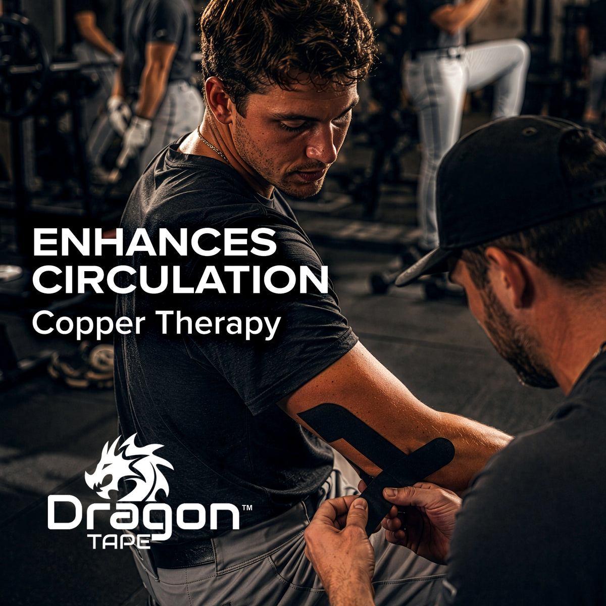 Dragon Tape Copper-Infused Kinesiology Tape – 16.4 Feet Uncut Roll (Black)