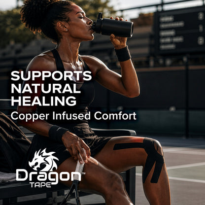 Dragon Tape Copper-Infused Kinesiology Tape – 16.4 Feet Uncut Roll (Black)