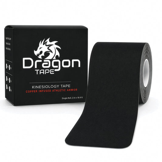 Dragon Tape Copper-Infused Kinesiology Tape – 16.4 Feet Uncut Roll (Black)