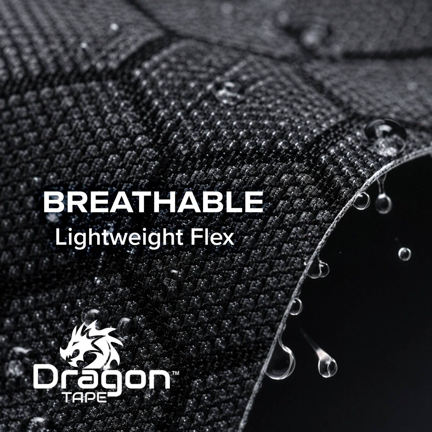 Closeup of Dragon Tape Synthetic Kinesiology Tape in black.